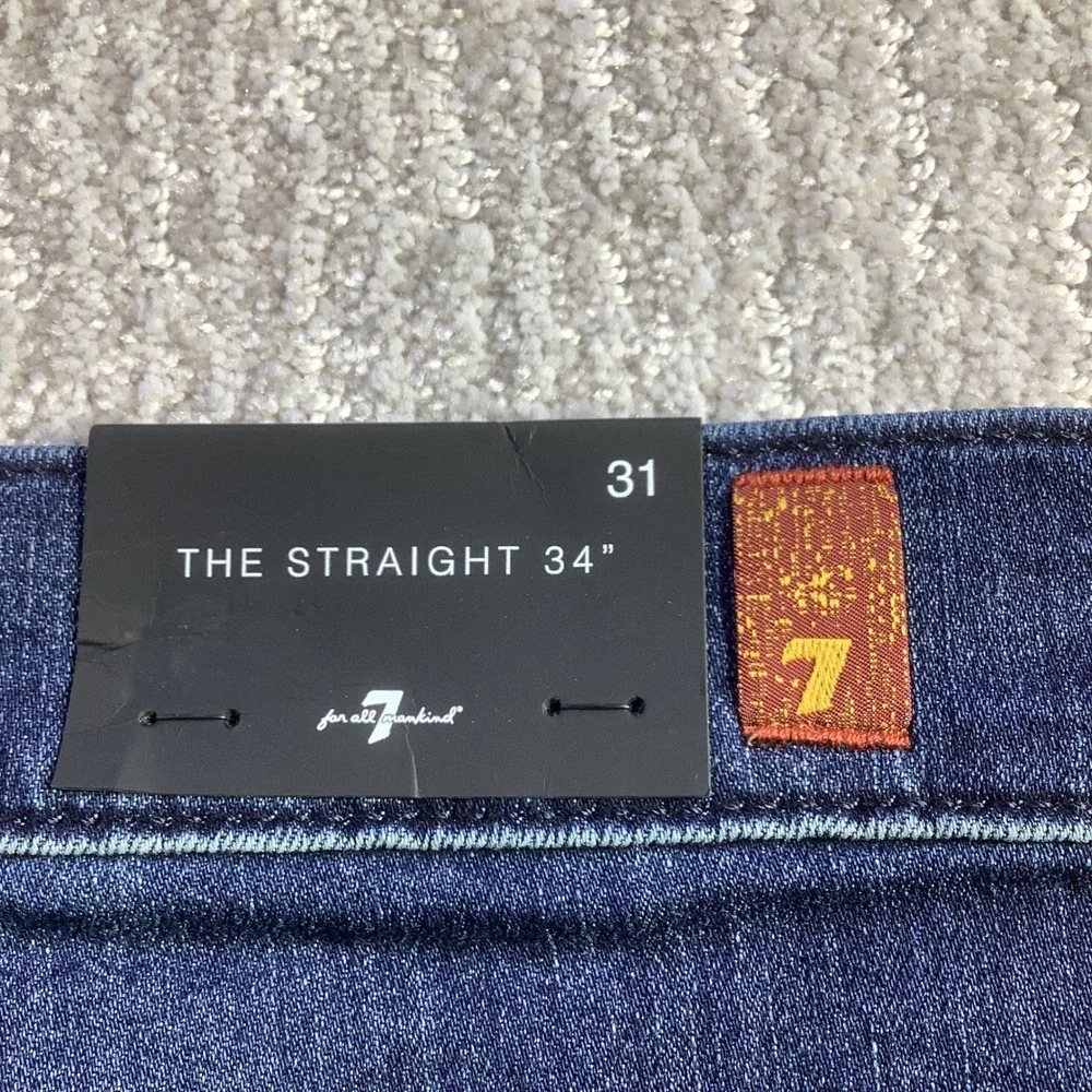 7 For All Mankind Mens The Straight Airweft Denim Jeans Blue Size 31 x 34 NWT